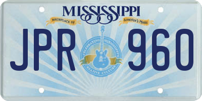 MS license plate JPR960