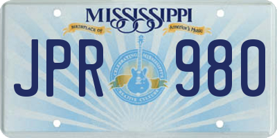 MS license plate JPR980
