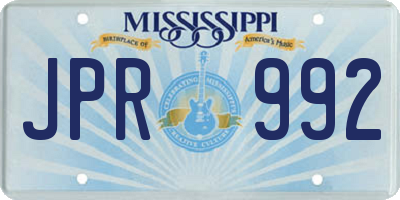 MS license plate JPR992