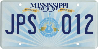 MS license plate JPS012