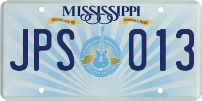 MS license plate JPS013