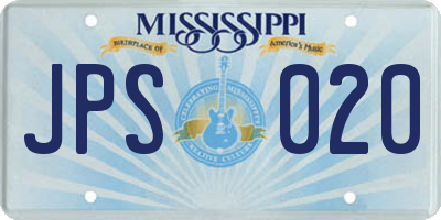 MS license plate JPS020
