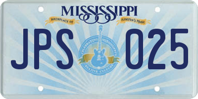 MS license plate JPS025