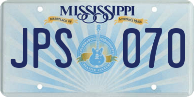 MS license plate JPS070