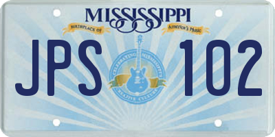 MS license plate JPS102