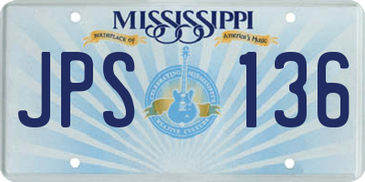 MS license plate JPS136