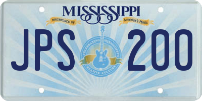 MS license plate JPS200