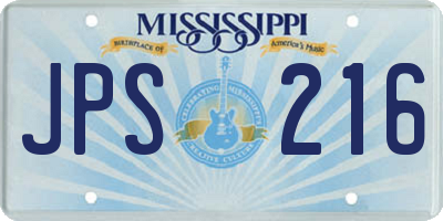 MS license plate JPS216
