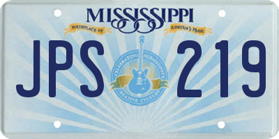 MS license plate JPS219