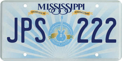 MS license plate JPS222