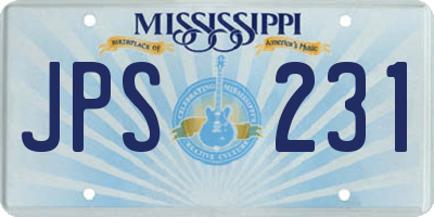 MS license plate JPS231