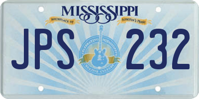 MS license plate JPS232