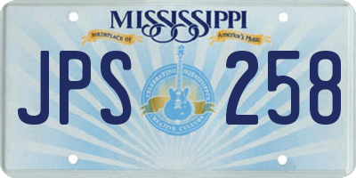 MS license plate JPS258