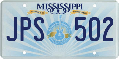 MS license plate JPS502