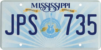 MS license plate JPS735