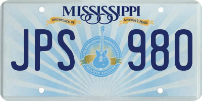 MS license plate JPS980