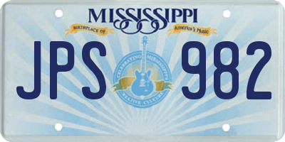 MS license plate JPS982