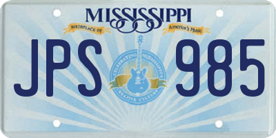 MS license plate JPS985