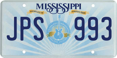 MS license plate JPS993