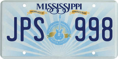 MS license plate JPS998