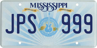 MS license plate JPS999