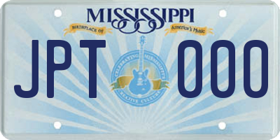 MS license plate JPT000