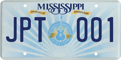 MS license plate JPT001