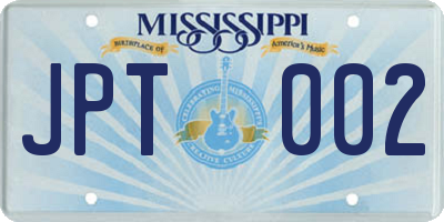 MS license plate JPT002
