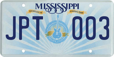 MS license plate JPT003