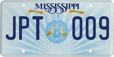 MS license plate JPT009