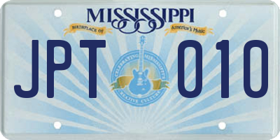 MS license plate JPT010