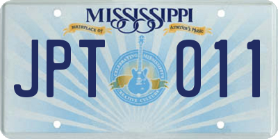 MS license plate JPT011