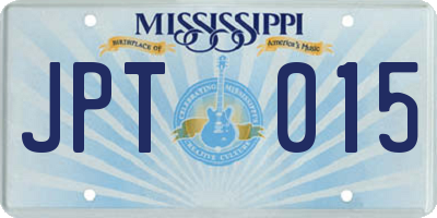 MS license plate JPT015