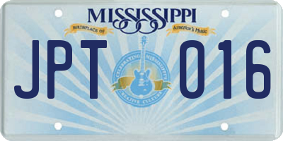 MS license plate JPT016