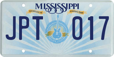 MS license plate JPT017