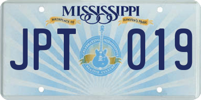 MS license plate JPT019