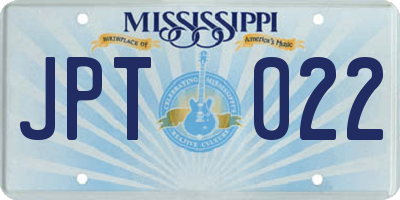 MS license plate JPT022