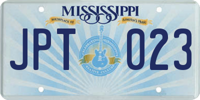 MS license plate JPT023