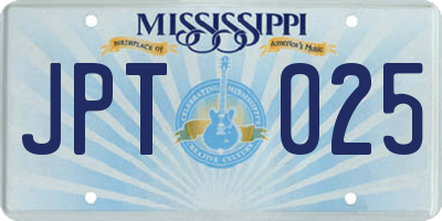 MS license plate JPT025