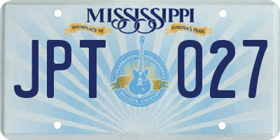 MS license plate JPT027