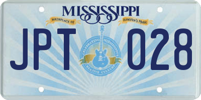 MS license plate JPT028