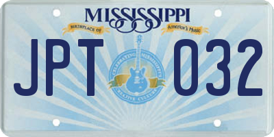 MS license plate JPT032