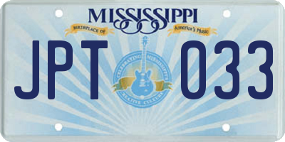 MS license plate JPT033