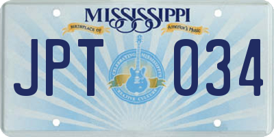 MS license plate JPT034