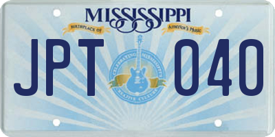 MS license plate JPT040