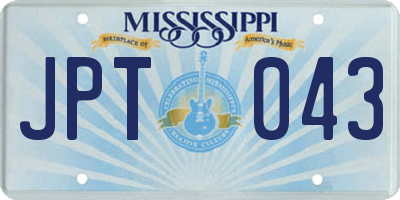 MS license plate JPT043