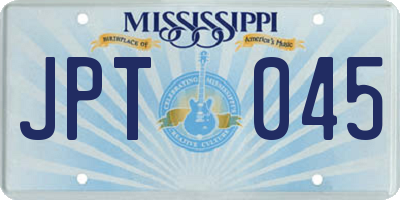 MS license plate JPT045