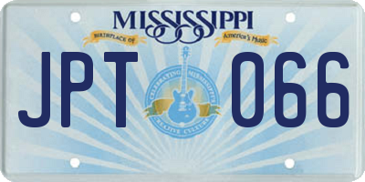 MS license plate JPT066