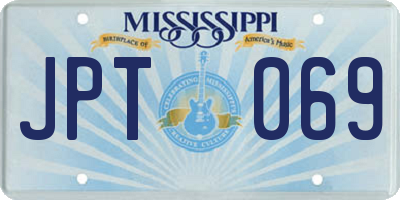 MS license plate JPT069