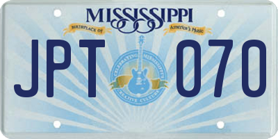 MS license plate JPT070